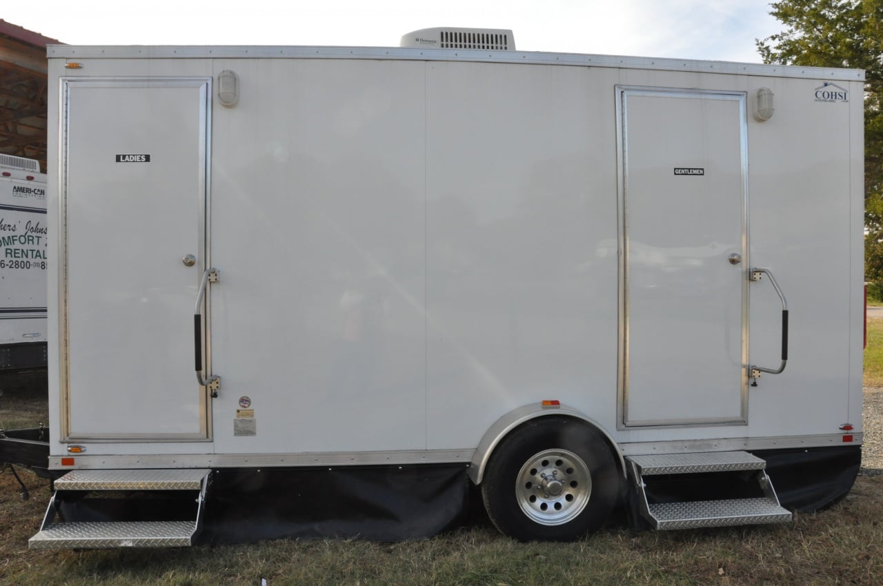 A Brother's Johnson portable restroom unit